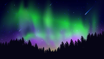 Aurora boreal, noche estrellas